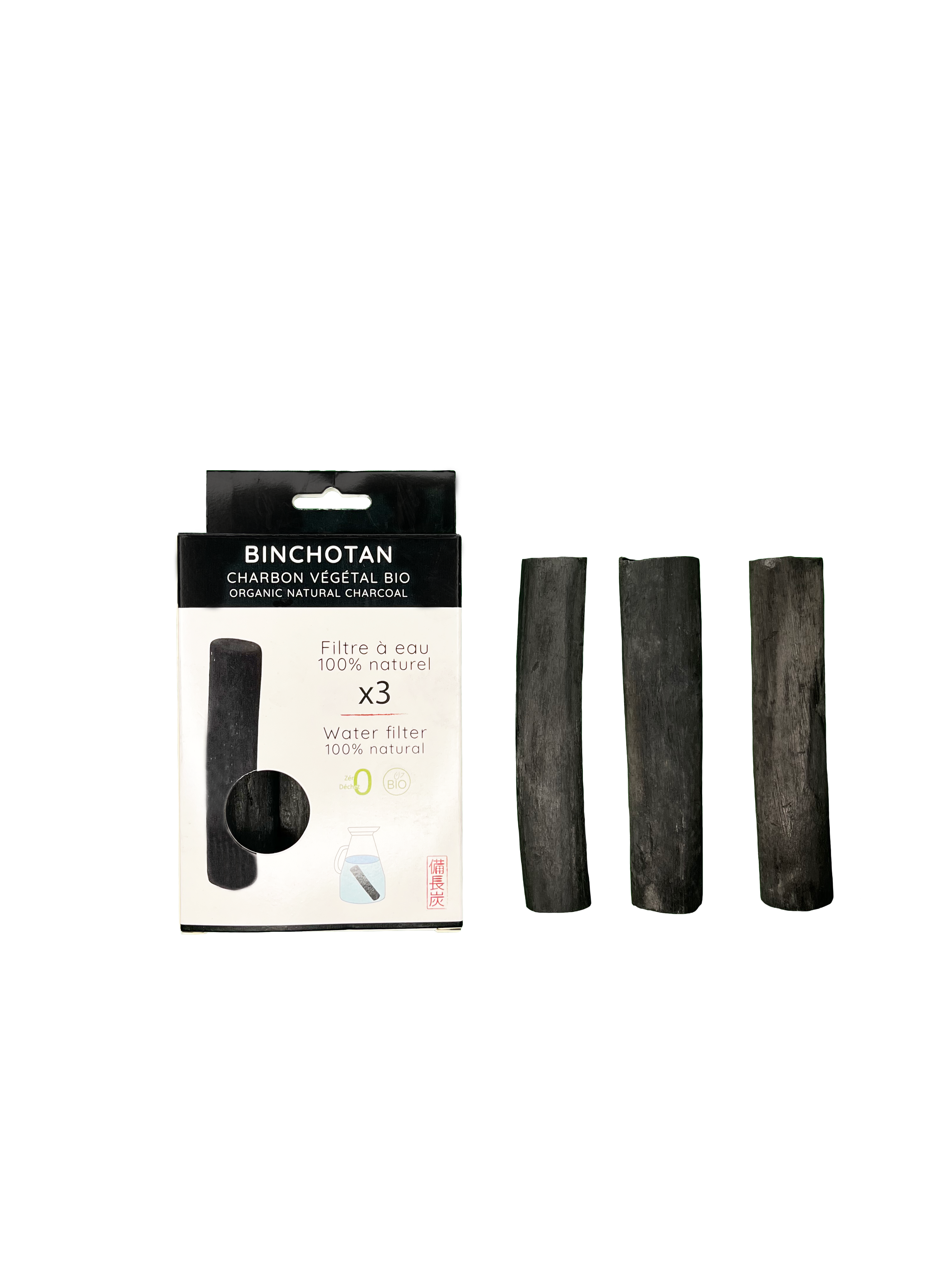 Lot de 3 Charbons Binchotan bio filtre à eau naturel-4