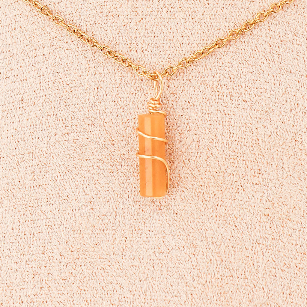 Pendentif | Mini piliers en Jade "Fleurs de prunier"-3